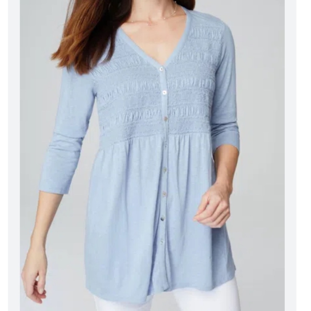 ❤️ J. Jill Light Blue Button-Front Tunic Size XL NWT